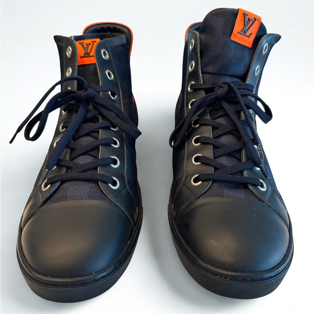 Louis Vuitton Men's Dark Blue and Bright Orange Sneakers